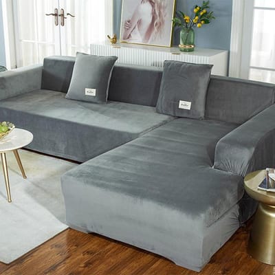 Fluwelen bankhoezen Elastische hoekbankhoes L-vormige bankhoezen Hoes Fauteuil Chaise Lounge Hoes Voor Woonkamer 1seater 90-140cm