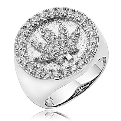 Juwelier Zwartevalk - Zilveren (gerhodineerd) herenring met blad - 21.289/20¾