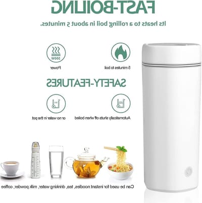 Mini Waterkoker - Reis Waterkoker - Warm Drankjes Maken - Snel Koken - 350 ml - Wit