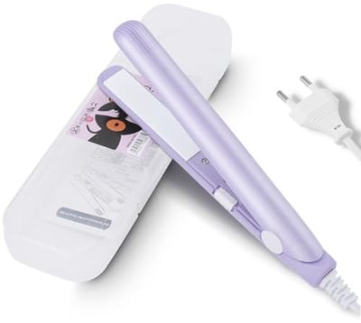 Golden crown - Mini Korte Stijltang - 2 in 1 Mini Stijltang - Perfect voor Reizen - Roze - Keramische Toermalijnplaat - Voor Glad en Krullend Haar - C