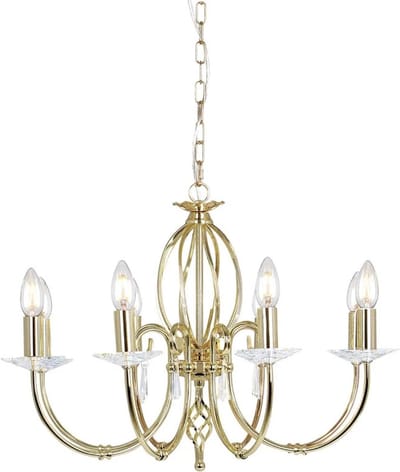 Elstead Lighting LED Kroonluchter | 8X E14 Max 60W | Dimbaar | Polished Brass