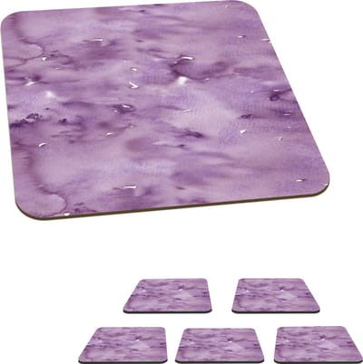 Onderzetters voor glazen - Waterverf - Patronen - Paars - 10x10 cm - Glasonderzetters - 6 stuks