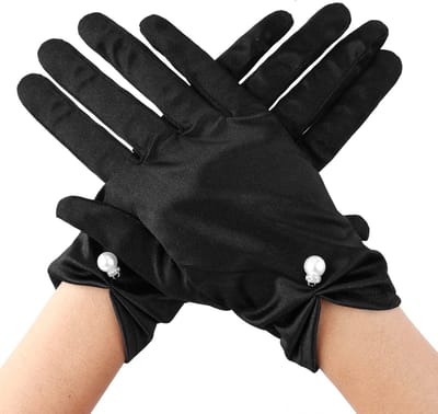 Dailygoods- Dameshandschoenen Elegant - Korte Bruidshandschoenen - Zwarte Kanten Handschoenen - Zomerhandschoenen - Comfortabel - Hoogwaardig Satijn