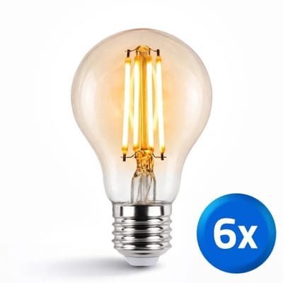 Zigbee E27 filament lamp A60 - Voordeelset van 6 stuks - 7 watt - Amberkleurig - Smart lamp - Slimme Zigbee lamp