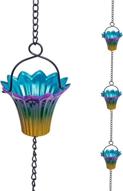 Regenketting - Waterafvoer Ketting - Tuin Decoratie - Handgemaakte Bloemen - 3 Meter - Gekleurd