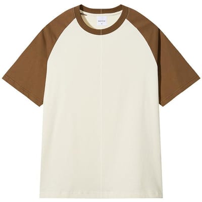 Zomer Raglan T-shirt met Korte Mouwen Echt Katoen Retro Kleurblokkering T Modemerk Heren- en Damesstijl XXL white
