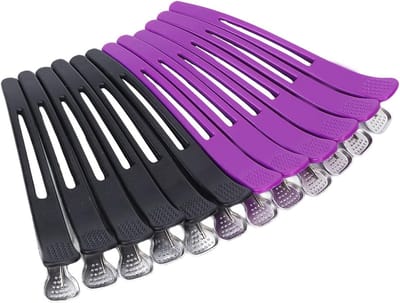 12 Professionele Haarclips voor Knippen en Stylen - Antislip Krokodillenclips met Siliconen Band