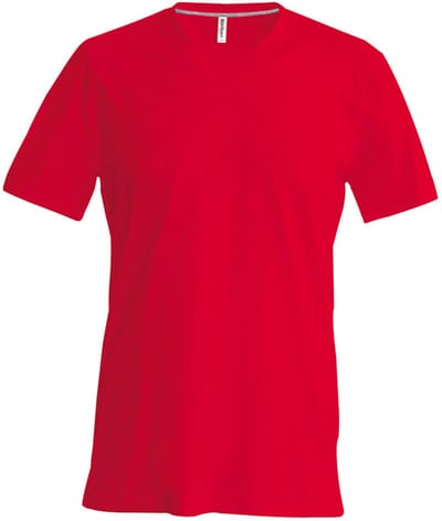 Kariban Heren Korte Mouw V Hals Slim Fit T-Shirt (Rood)