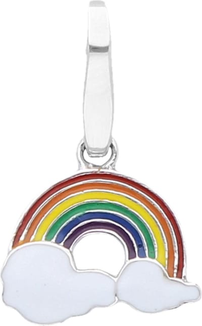 Bedel | charm | sterling zilver | wolken met regenboog | karabijn | hanger | kleur | emaille | kristalstenen