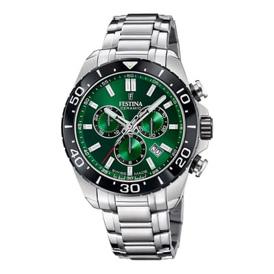 Festina F20042/3 Heren Horloge - Chronograaf - Mineraalglas - Roestvrijstaal/Staal - Zilverkleurig - Ø 44 mm - Quartz - Vouw/Vlindersluiting
