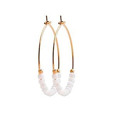 Montebello Oorbellen Auro - 925 Zilver Verguld - Maansteen - 1mm - ∅30mm