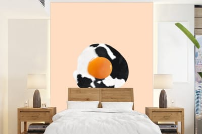 Behang - Ei - Eten - Koeienprint - Koe - Dieren - 165x220 cm - Foto behang