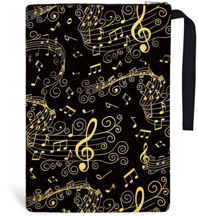 Dailygoods- Boekomslagen 2 Stuks - Polyester Boekhoes - Muzieknoten Design - Boekbescherming met Ritssluiting - Voorvak - Verjaardagscadeau