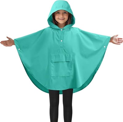 Famanu – Regenponcho voor kinderen uniseks 3 tot 5 jaar, waterdicht, ademend, met draagtas, lichtgewicht, geschikt voor wandelen en school