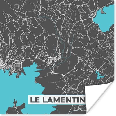 Poster Le Lamentin - Stadskaart - Kaart - Frankrijk - Plattegrond - 100x100 cm XXL