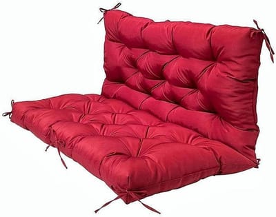 Srutirbo Vervangingskussen voor buiten/binnen, 3-zits, waterdicht bankkussen met rugleuning, 100 x 101 cm, voor tuinmeubilair (wijnrood)