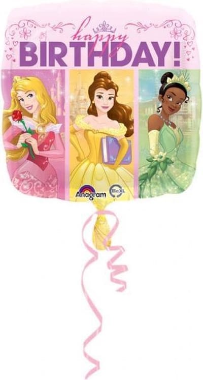 Disney Prinsessen Helium Ballon Happy Birthday vierkant 43cm leeg