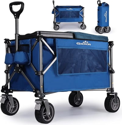 Opvouwbare Strandwagen met Grote Wielen - Capaciteit tot 100 kg voor Picknick, Camping en Vissen