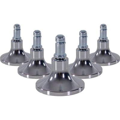 5x vloergeleider STAND C pen 11 mm / 65 mm voetjes (set van 5) aluminium verchroomd zilver hjh OFFICE