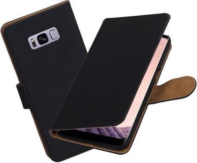 BestCases.nl Samsung Galaxy S8 Effen booktype hoesje Zwart