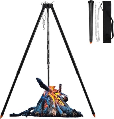 Dikke Aluminium Kookstandaard voor Campvuur - 110CM Tripod Grill voor Buiten Koken, Stevige en Duurzame Kookaccessoires
