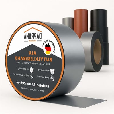 Butyltape, ducttape 10m x 150mm, aluminium afdichtingstape, reparatietape, afdichtingstape voor raamgoten, waterdicht, hittebestendig