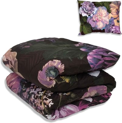 Dekbed zonder overtrek - All year 140x220cm - Paarse bloemen - Wasbaar Dekbed Zonder Overtrek – Hypoallergeen & Antibacterieel – 30 dagen proefslapen - Wasbaar hoesloos dekbed - Bedrukt dekbed - zomerdekbed & winterdekbed