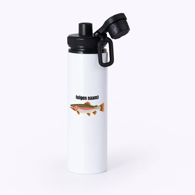 Hacebo® - vis met eigen naam waterfles met draaidop zwart - Vis - vissen liefhebbers - iemand die houdt van vissen - verjaardag - cadeau - kado - water fles - 850ML