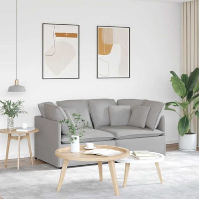 vidaXL Modulaire bank met kussens stof wolk grijs