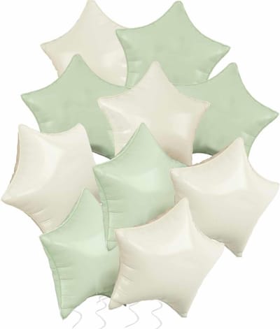 Foil Ster Ballonnen in Crème Groene Kleur, Verpakking van 10, 45 cm, Ideaal voor Verjaardagen, Babyshowers en Bruiloften Decoraties