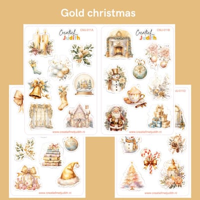 Bullet Journal Stickers - Planner Agenda Stickers - Gold christmas stickers - 4 stickervellen - goud kerstbal - Scrapbook stickers - Deco stickers - kerst stickers - volwassenen en kinderen