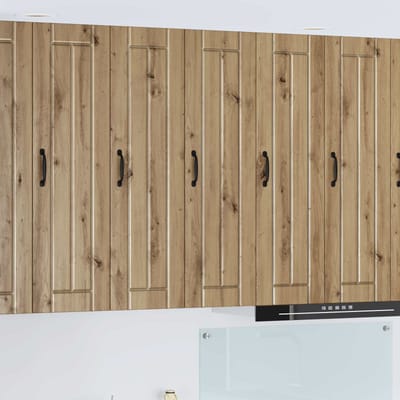 vidaXL - Wandkast - LUCCA - Artisanaal - eiken - 30 - x - 31 - x - 100 - cm - Bewerkt - hout