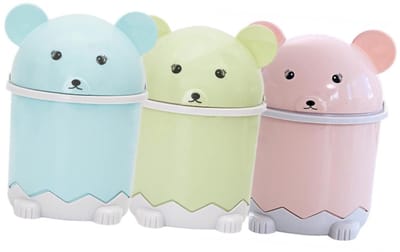 Mini Prullenbak - Kleine Afvalbak - Bureau Opruimen - Met Zwenkdeksel - 3 Stuks - Diverse Kleuren