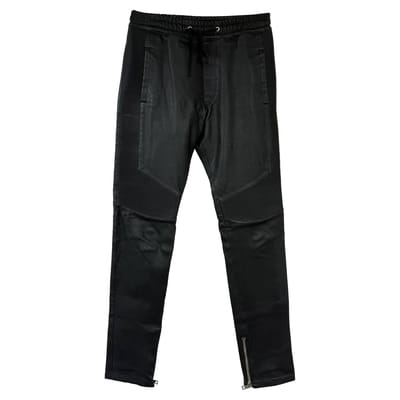 Balmain broek met trekkoord in zwart leer