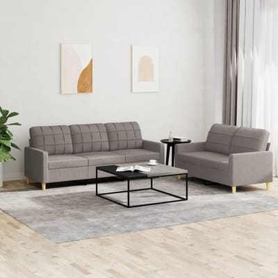 vidaXL - 2-delige - Loungeset - met - kussens - stof - taupe