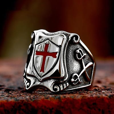 Vintage Tempeliers Kruis Schild Ringen Voor Mannen Gothic Punk 316L Roestvrij Staal Vrijmetselaarsringen HipHop Rock Biker Sieraden Cadeau 8 white