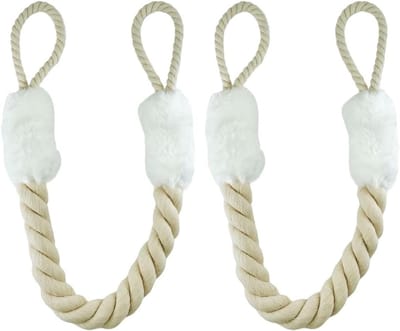 Deurkoorden met klembescherming voor kinderen en huisdieren - Set van 2 - Katoenen deurstopper - Veiligheidsbescherming 60 cm - Wit