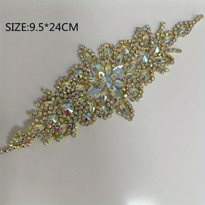 1 PIÈCE Applique Fleur Strass Argent AB Patchs thermocollants/à coudre Accessoires pour Robe de Mariée Décoration de Vêtements