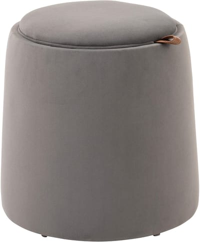 MODFU Ronde Poef Ø44 x 47,5 cm van polyester, met opbergruimte en omkeerbaar deksel, donkergrijs