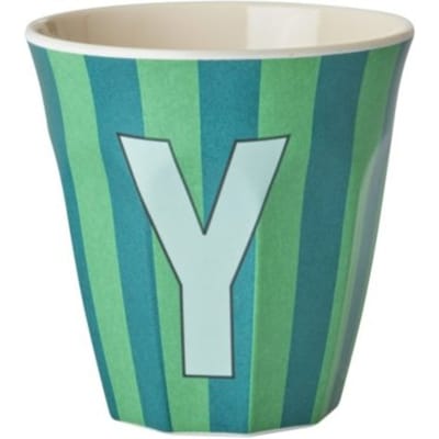 Rice melamine beker medium gestreept letter y, groen