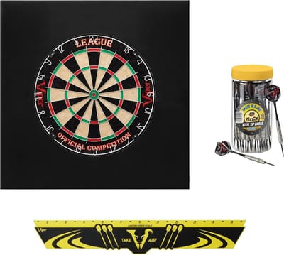 Backboard en Sisal dartbord bundel met stalen tip darts