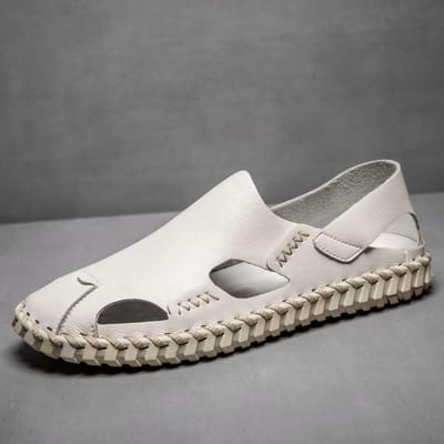Echt Leer Heren Sandalen Zomer Herenschoenen Jongens Bovenkleding Gewikkelde Sandalen Heren Strand Schoenen 44 beige