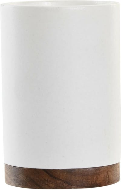 Items Badkamer tandenborstelhouder/drinkbeker - keramiek - wit - 8 x 10 cm - badkamer