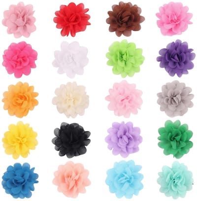 Dailygoods- Haarspeldjes 20 Stuks - Chiffon Bloem Haaraccessoires - Antislip Haarclips - Meisjes Peuters - Gemengde Kleuren - 5cm x 5cm