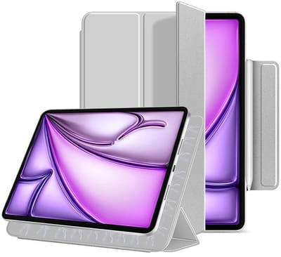 Mobiq - Magnetische Folio Case geschikt voor iPad Air 11 inch (2025) - grijs