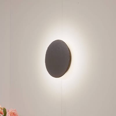 Lindby LED wandlamp Peetu, Ø 25 cm, leisteen, dimbaar