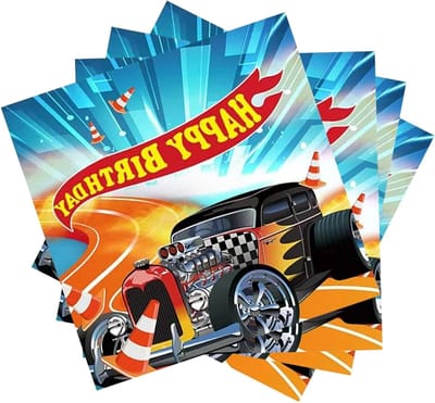 Racewagen thema-verjaardagsservetten voor een feestelijke verjaardag, papieren servetten, kinderverjaardagsdecoratie, 20 stuks, feestartikelen, racefeest decoratie, vrolijke servetten