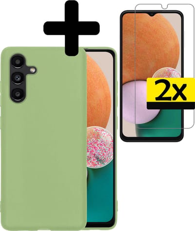 Hoesje - Met 2x Screenprotector - Geschikt voor Samsung Galaxy A13 5G - Sterk & Shockproof - Back Cover - Siliconen Case - Telefoon Hoes - Telefoonhoesjes - Groen