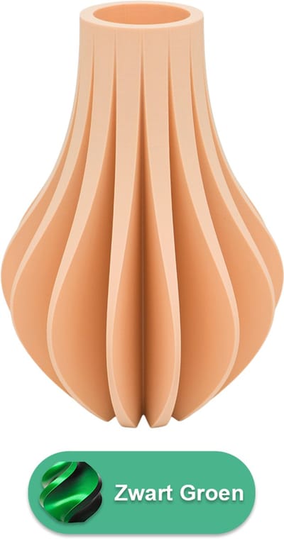 Aventa design vaas – Decoratieve vaas - Zwart / Groen - 3d geprinte vaas – geschikt voor droogbloemen - 20CM