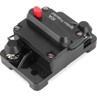 Porte-fusibles disjoncteurs 60A AMP Réarmables 12-48V CC Étanche pour Auto Camping-car Yacht black